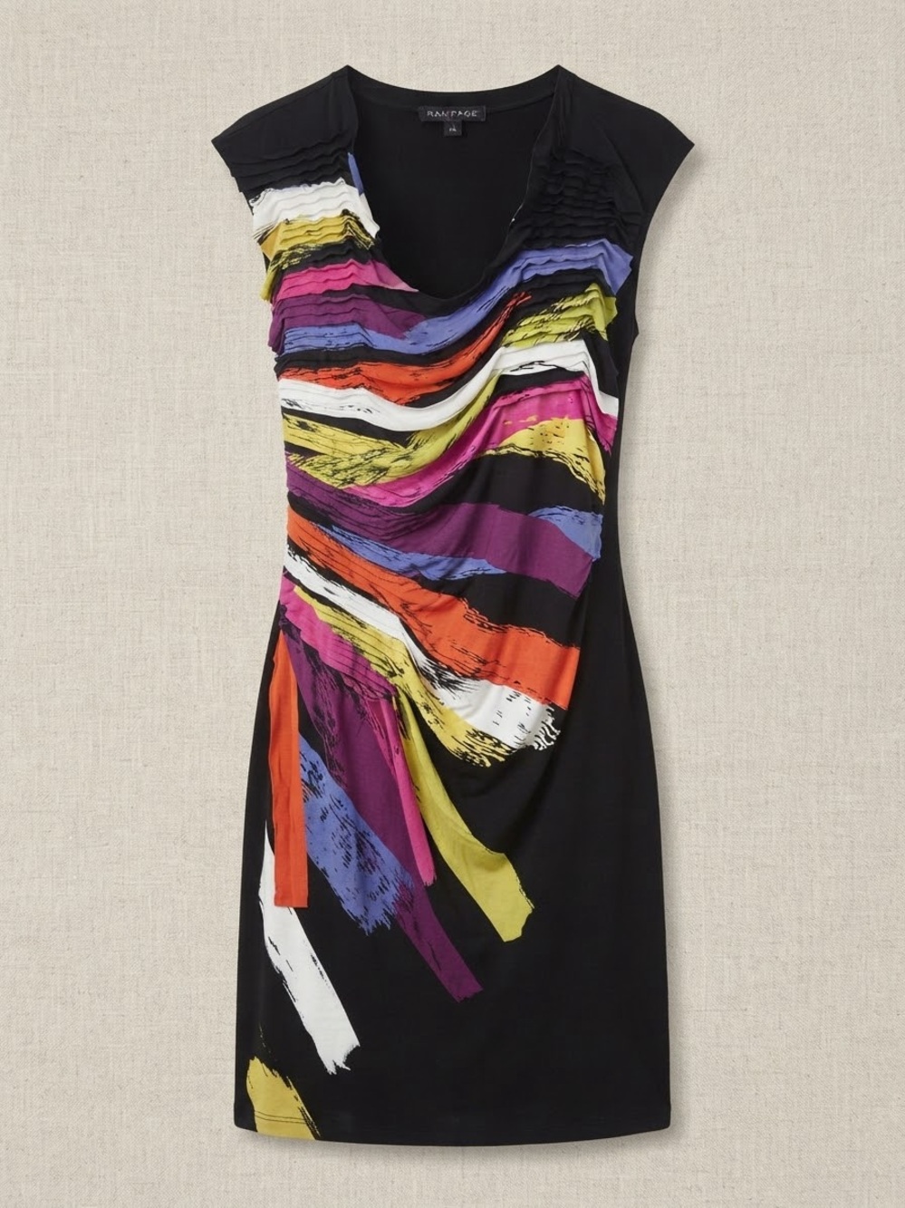 NWT Vintage Rampage Multicolored Graphic Ruffle Layered Dress/Tunic TopSize XL